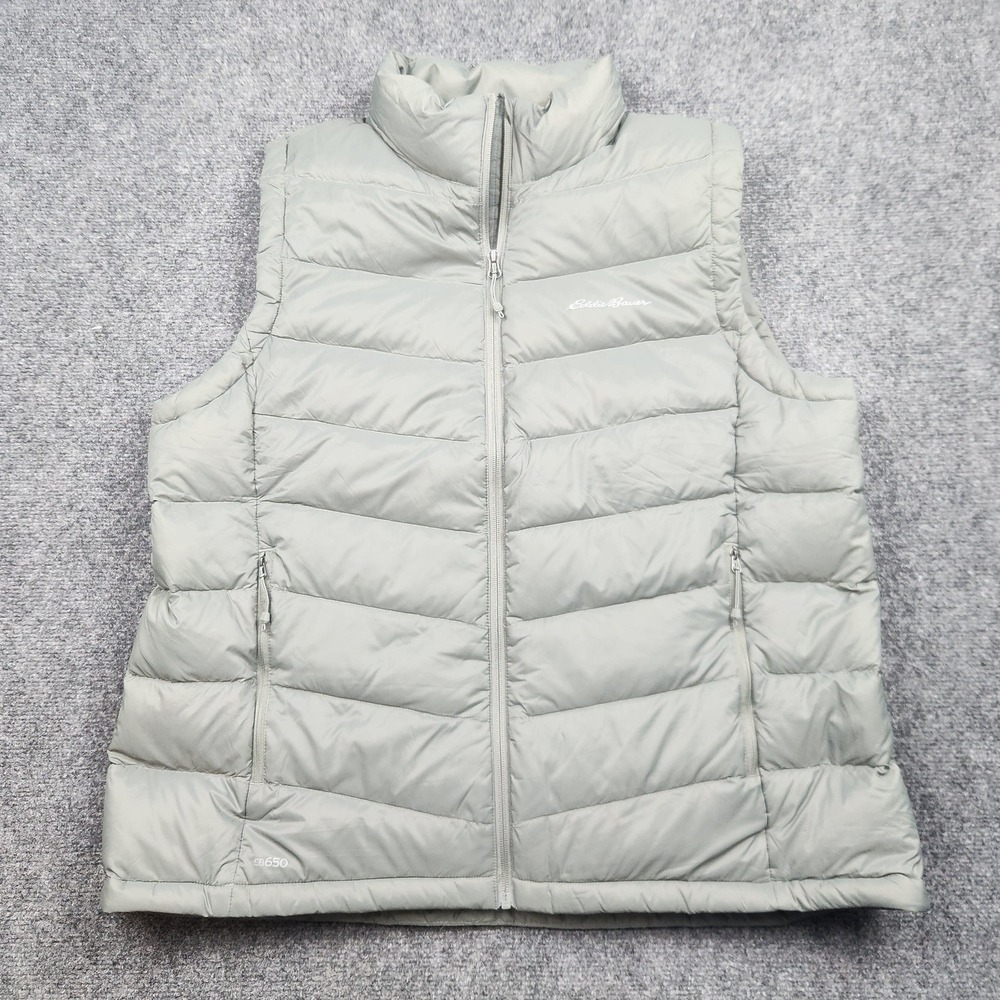 Eddie‎ Bauer Vest Womens 2XL Green EB650 Down Puffer Full Zip Lightweight Warm